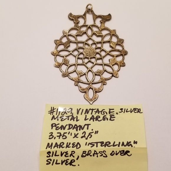 ✅#1129 Rare Vintage Sterling Silver Ornate Pendant Hand Crafted - Picture 3 of 7